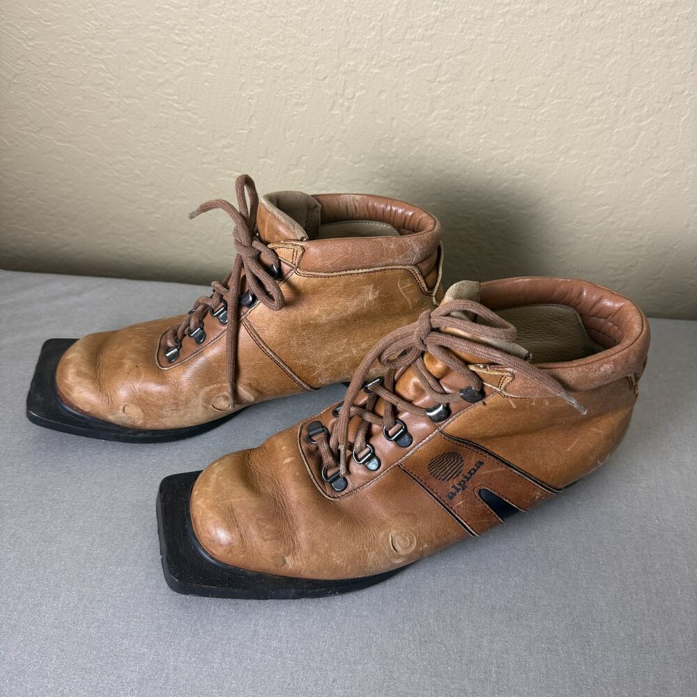 Alpina Brown Leather Cross Country Ski Boots EU 40 Nordic XC Made Slovenia